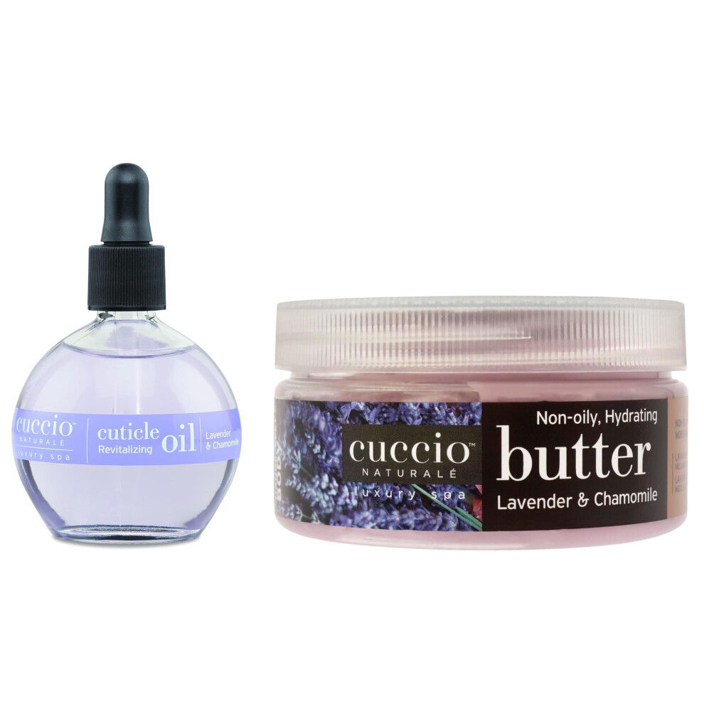 Cuccio Cream/Lavender Full Hand Treatment - Cuticle Oil 2.50 Oz And Butter Blends Moisturizing Scented Body 8 Oz (Lavender)