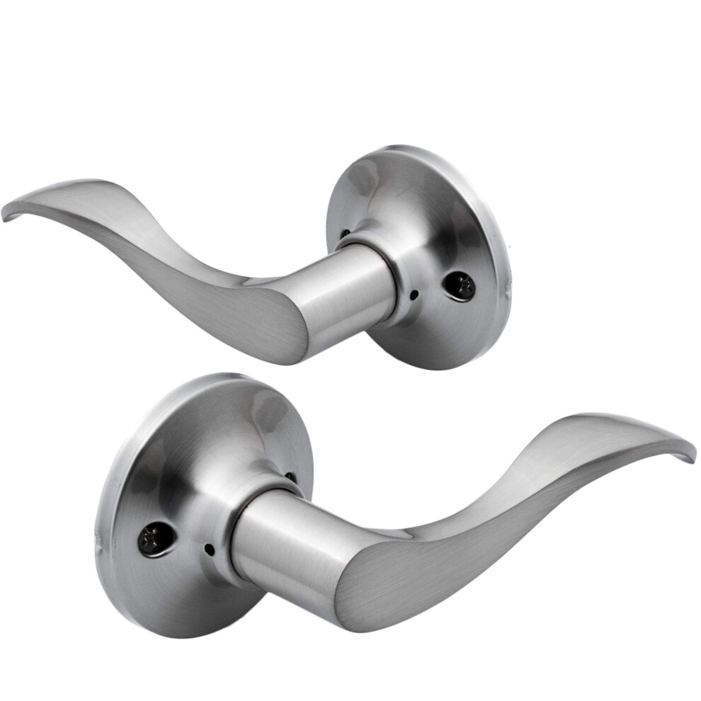 Berlin Modisch Dummy Lever Door Handle [Pack Of Two] For Closets With A Satin Nickel Finish Single Side Non-Turning Pull Only Classic Series 686912506726