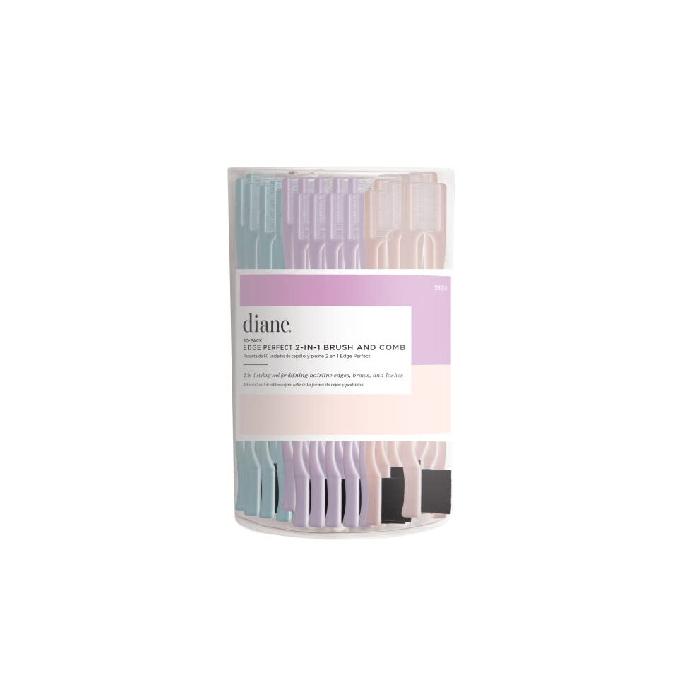 Diane Edge Perfect 2-In-1 Brush And Comb 60-Pack Assorted Colors D8124