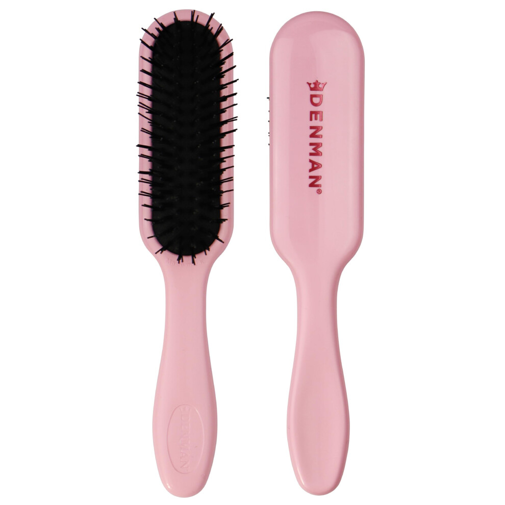 Denman Mini Ultra Detangler Hairbrush Best For Children Wigs And Hair Extensions For Tug Free Detangling - ( Crush)D90 Pink