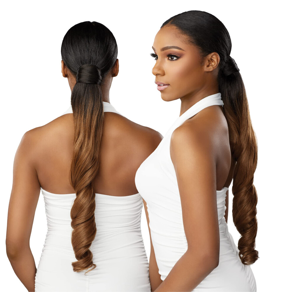 Senzacn Unisex Black Sensationnel Lulu Pony Wrap Hairextensions- 5 High Heat Synthetic Yaki Pony Tail Or Up Do Hair Wig Piece (1B Offblack)