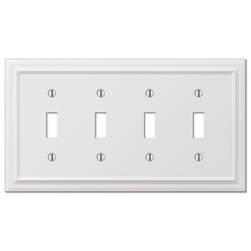Amerelle 94T4W Continental Wallplate  4 Toggle  Cast Metal  White  1-Pack