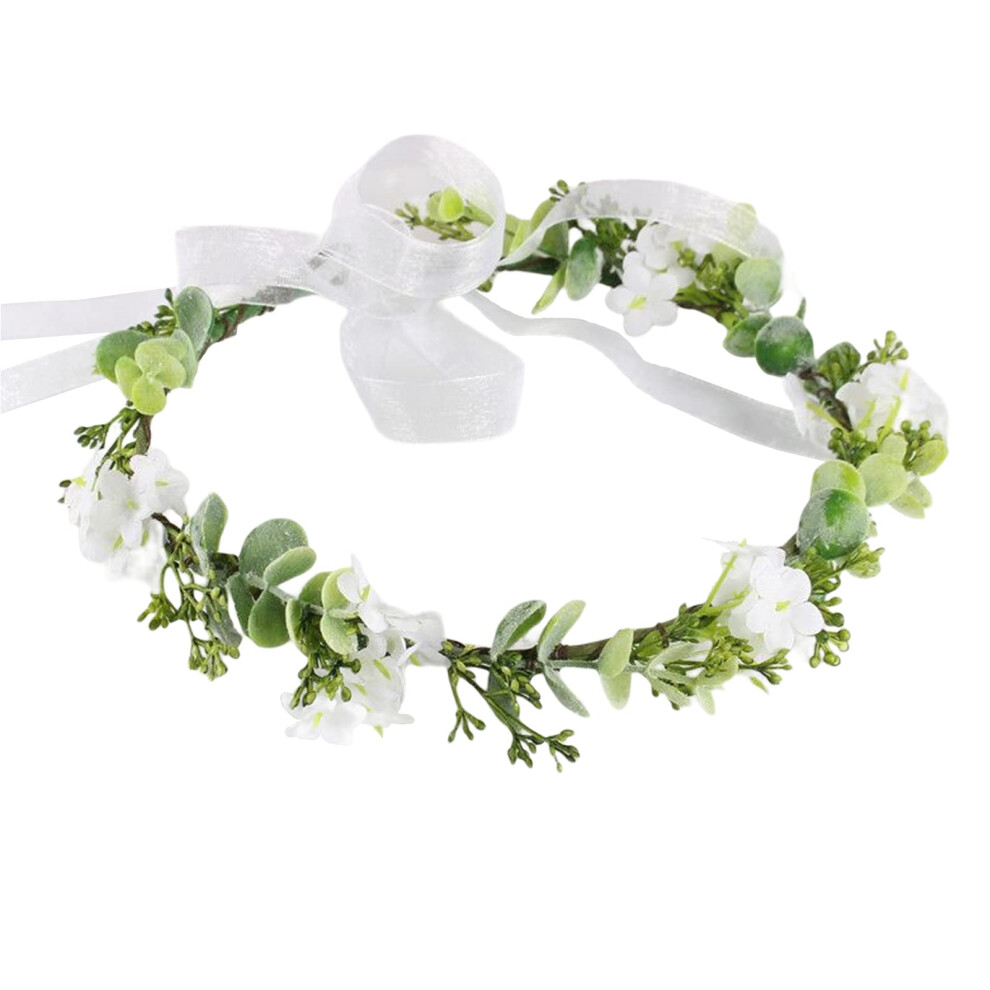Sposa Fiore Ghirlanda Fascia, Fascia Per Capelli Con Corona Di Fiori, Ghirlanda Copricapo Con Nastro Regolabile Per Il Festival Della Festa Cerimonia Nuziale-image