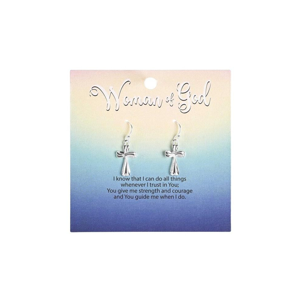 Photos - Earrings Dicksons 73-8142P  Mobius Bud Cross Silver-Plated