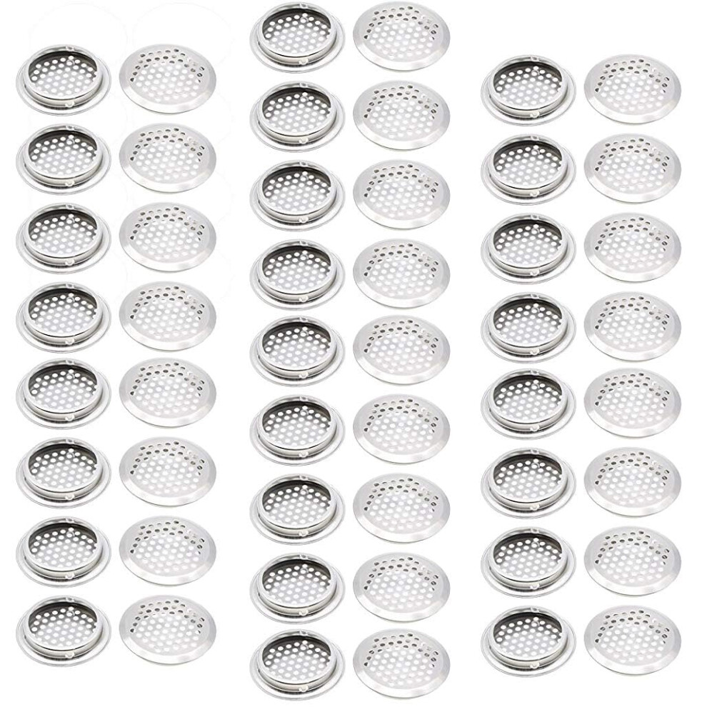 50Pcs Air Vents 53Mm Circular Soffit Vent Stainless Steel Round Vent Mesh Hole Louver For Kitchen Bathroom Cabinet Wardrobe 8434672361640