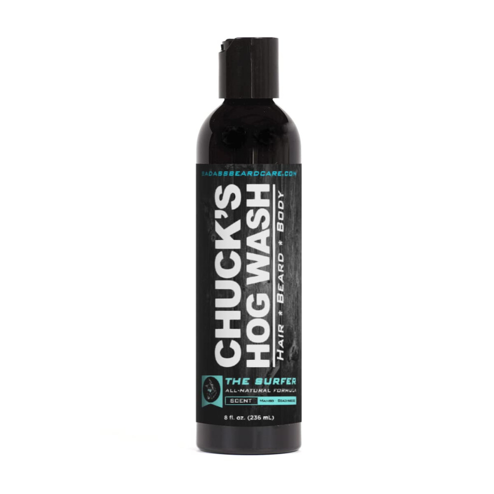 Chuck's Hog Wash - All Natural Beard and Body Wash - The Surfer Scent  8 oz - Leaves Your Beard Softer than its Ever Been and is Suitable for Daily Us-image-OPC-PGFNX6J-NEW