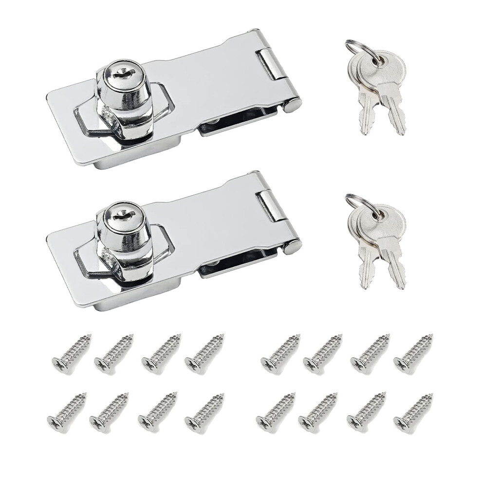 I-EASYDWW  Keyed Hasp Locks  4 Inch  2 Pack  Twist Knob Keyed Locking Hasp  Cabinet Locks  Cabinet Locks with Keys  for Drawer  Cabinets and More  Zin-image-OPC-PGFNX77-NEW