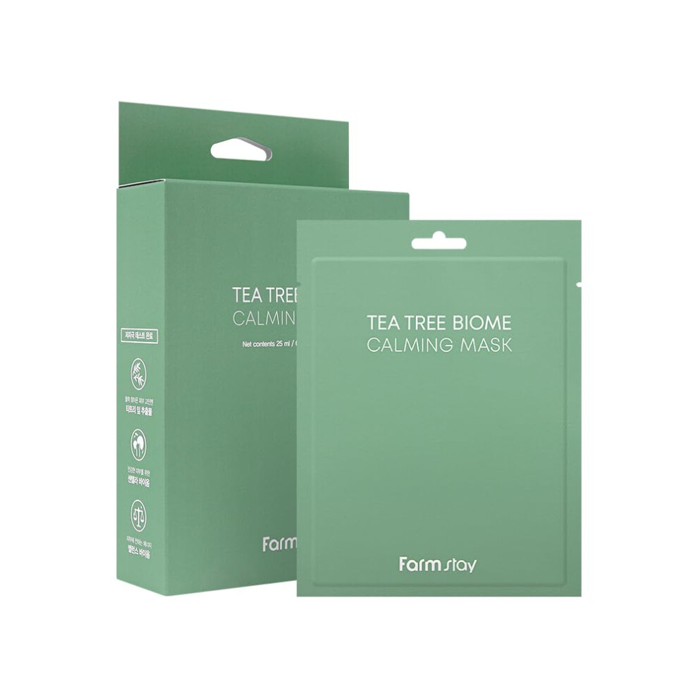 Farmstay Teatree Biome Calming Mask -Daily Facial Gentle For Sensitive Skin Korean Skin Care Hydrating& Soothing Acne Calming Mask 100% Cellulose
