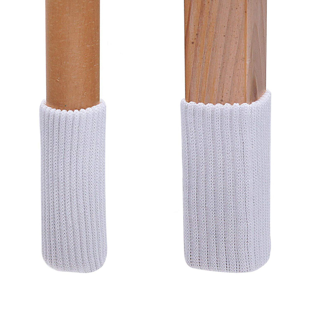TEKEFT Lot de 20 chaussettes pour pieds de chaise et meubles en bois, protections pour sols en bois, tricot crois    (blanc)