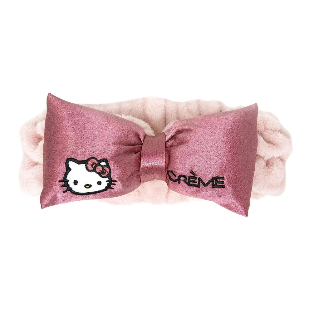 The Crme Shop Unisex Pink X Sanrio Hello Kitty Satin Plush Spa Headband Cruelty-Free Vegan Elegant Functional For Skincare Makeup Routines Elevate Your Beaut