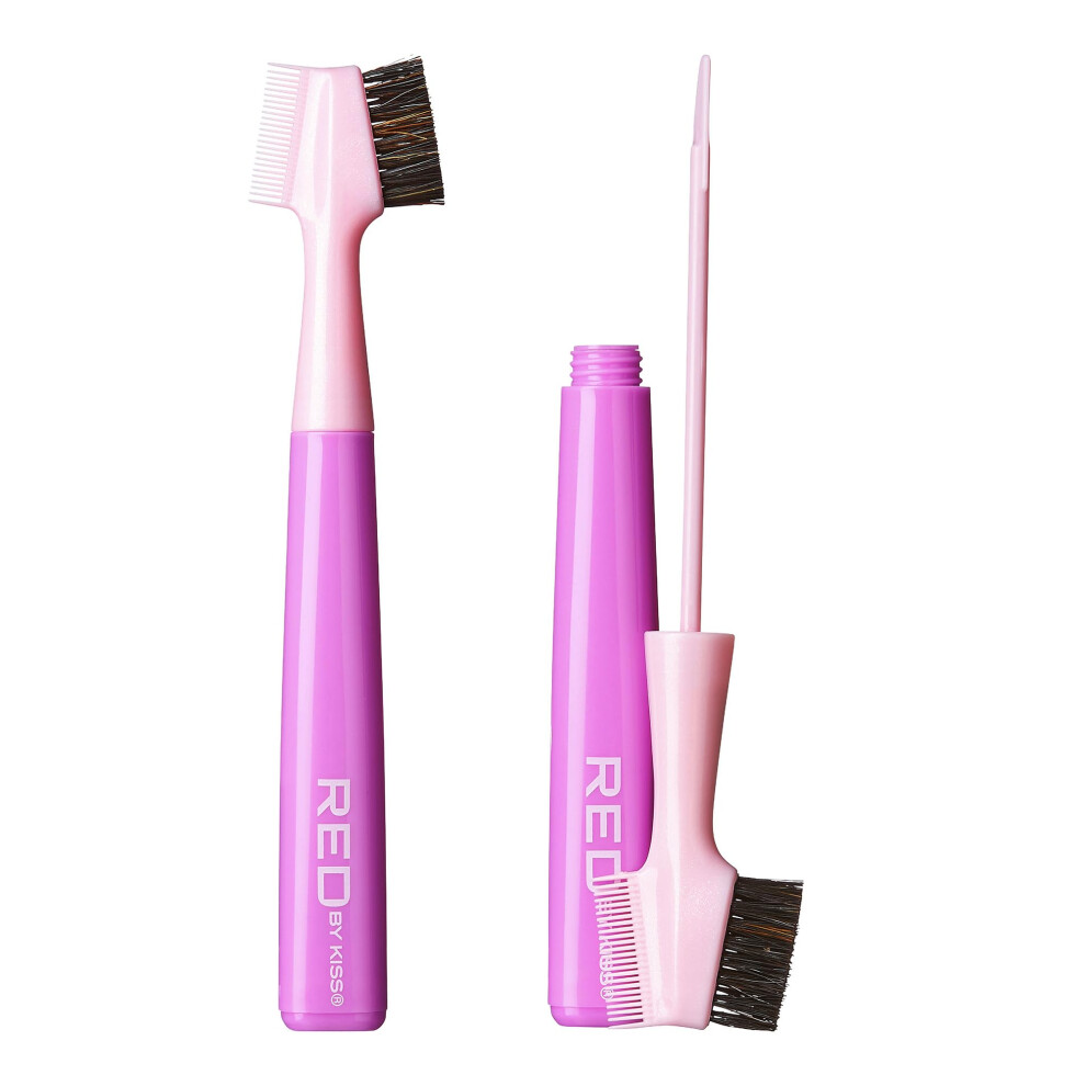 Red By Kiss Red/Peach By Kiss Hair Brush With Edge Fixer Gel 3 In 1 Edge Control Styler For Women Boar Bristle Brush Sweet