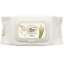 Skinfood Rice Cleansing Wipes - Daily Hypoallergenic Rice Nourishing Makeup Remover Tissue Wipe - Facial Skin Clear & Refreshed - Korean Beauty F