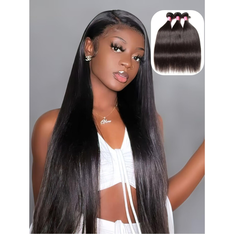 Unice Hair Brazilian Straight Hair 3 Bundles Hair Weft 100% Unprocessed Virgin Human Hair Extensions Weave Natural Color (18 20 22Inch)