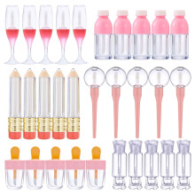 VANKCP 30 PCS St tomma lpp Glansrr 6 Styles lppglasyrrr Nyhet Rd vinglas Lppoljeflaskor Tomma lpppfyllningsbara lppbalsambehllare fr