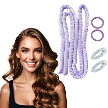 MOODKEY Heatless Curling Rod Headband 63inch Purple Long Heatless Curls Headband Soft Hair Curlers to Sleep In(Purple)