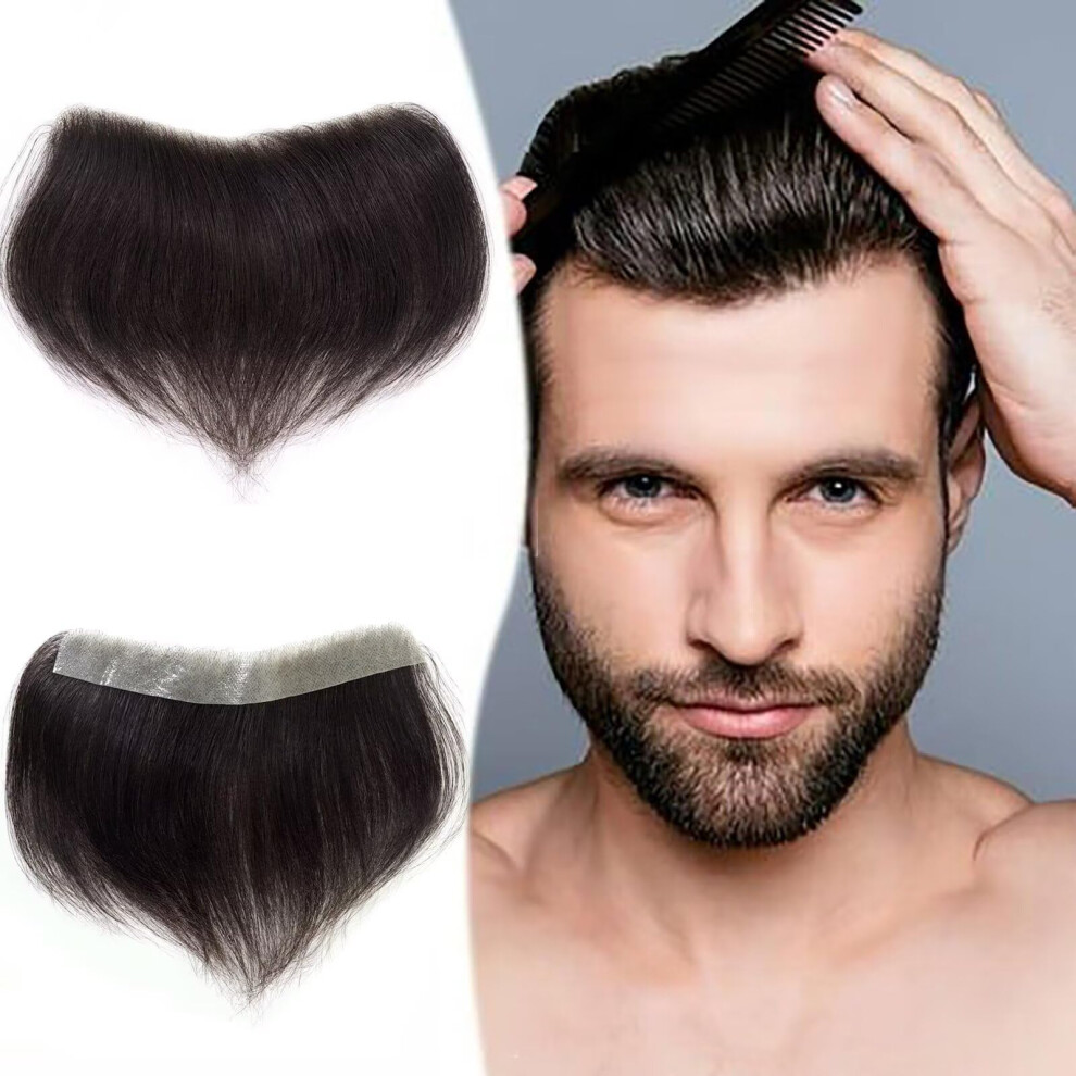 Happy&Cc Unisex Forehead Hairline Toupee For Men High Density Human Hair Skin Pu Mens Front Hairpieces V Loop Frontal Hair Topper For Receding Natural Hairli