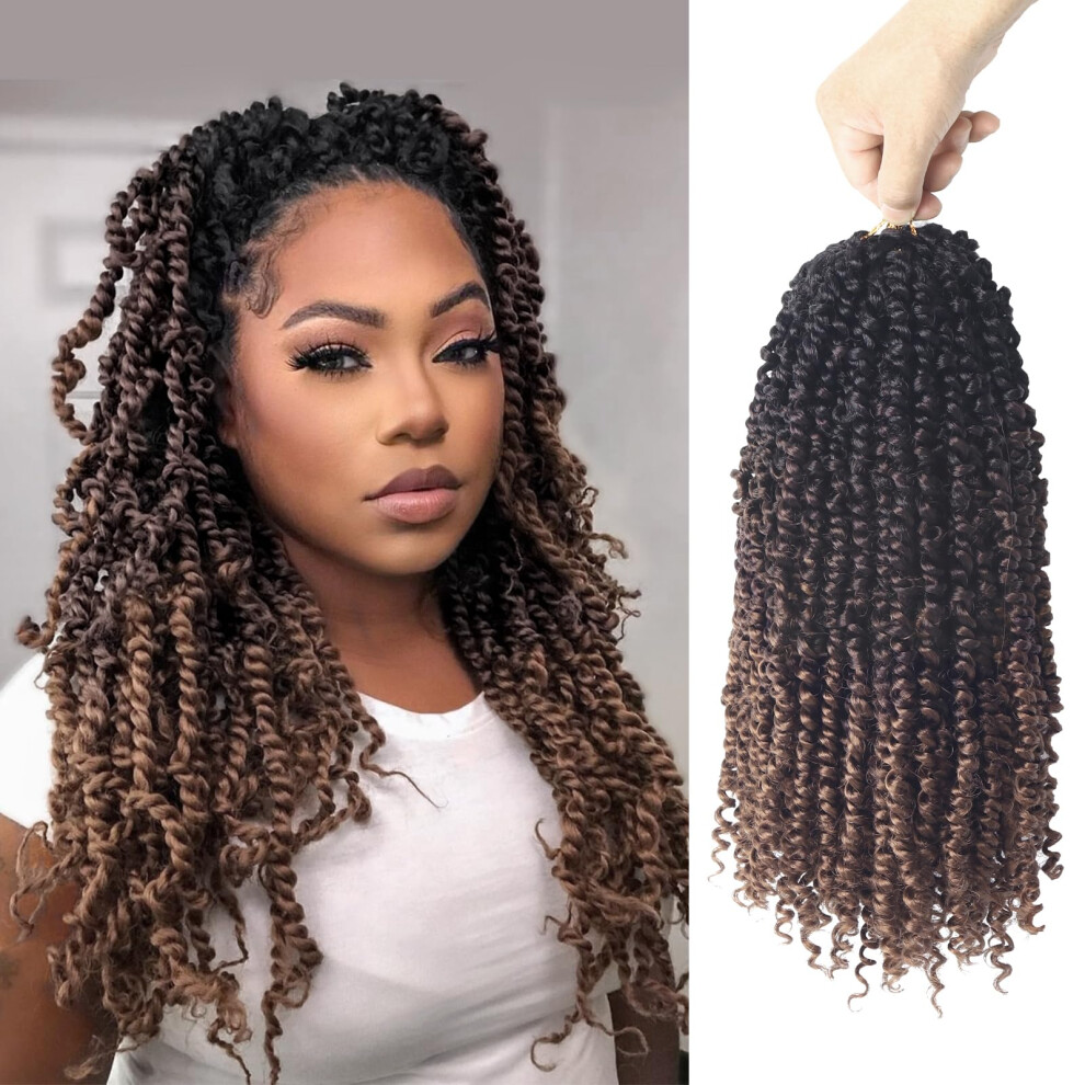 Bileaf Unisex Black Ombre Passion Twist Hair Pre Looped 14 Inch Passion Twist Crochet Hair For Women Pre Twisted Boho Crochet Twist Braids For Women 1