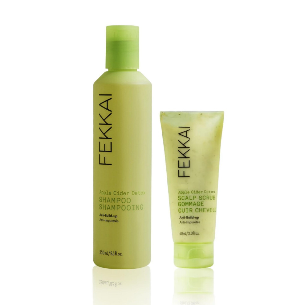Shampoing détoxifiant au cidre de pomme Fekkai (250 ml) + gommage détoxifiant au cidre de pomme (55 ml) - Sans sulfates, parabènes, phtalates - V