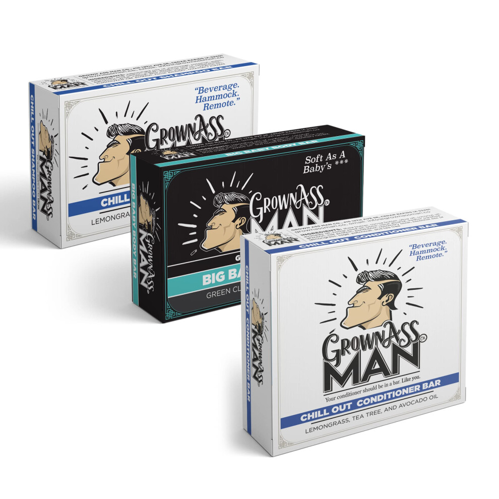 Grown Ass Man Co. Komplettes Badeset Fur Manner Shampoo-Riegel, Conditioner-Riegel Und Body-Riegel-Packung Reichhaltiger Schaum Mit Naturlich-image