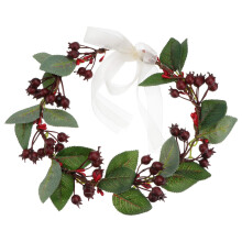 FRCOLOR Christmas Flower Headbands with Artificial Berry Floral Crown Wreaths Headdress for Festival (Red)