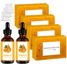 Turmeric Soap & Essential Oil Set  6 Counts Turmeric Soap and Essential Oils with Soap Bag  Turmeric Oil Premium Essential Oil Set for Face & Body  Tu