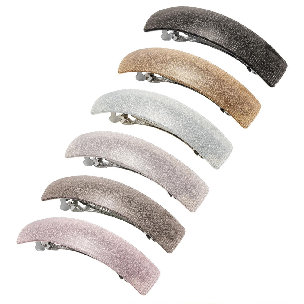 UQW Hair Clips 6 Pieces for Women Large Barrettes for Women with Thick Hair Big Barrettes Hair Accessories Large French Hair Pin Retro Hair Clasp(Colo