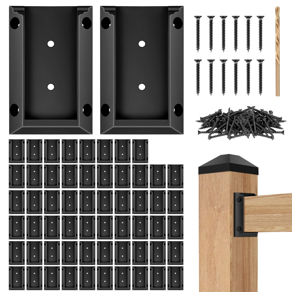 Eapele Lot De 50 Connecteurs De Support De Garde-Corps Pour Poteaux En Bois De 2X4 Avec 300 Vis En Fer Rev Tues Pour Rampes De Terrasse, Rampe De-image