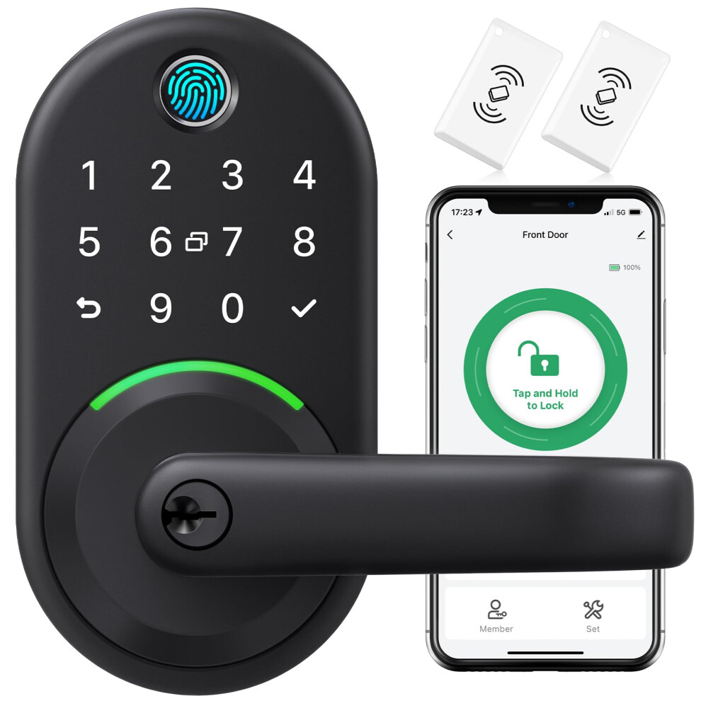 Smart Door Handle Lock With Keypad: Yamiry Fingerprint Smart Knob - Keyless Entry Digital Lock For Front Door - Deadbolt With App - Generate Passcode 709226220161