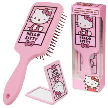 Hello Kitty Detangle Hair Brush for Women Teenagers and Girls Kawaii Hair Accessories - Cute Gifts for Her (Hello Kitty Brush & Mirror)