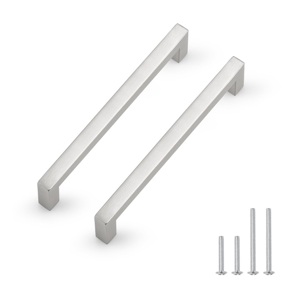Probrico 5 Pack Hole Centers 6.25Inch Brushed Satin Nickel Cabinet Handles Stainless Steel Kitchen Drawer Pulls Square Corner Bar Dresser Pull Handle 613865574243