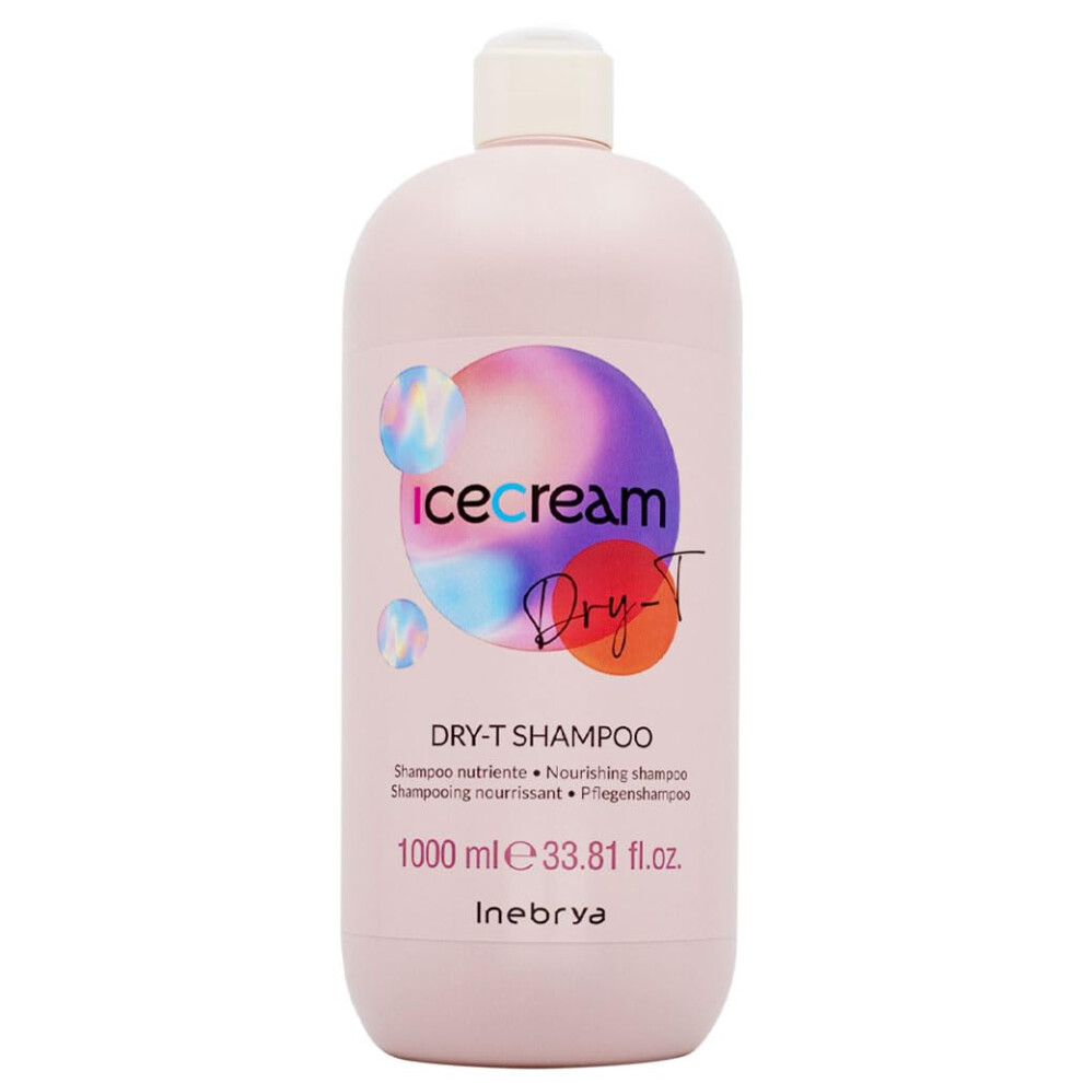 Inebrya Cream Ice Dry-T Shampoo - Nourishing Shampoo For Dry Frizzy And Treated Hair With Silk And Wheat Proteins (33.8 Oz.)