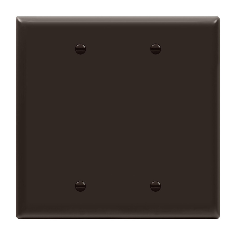 Enerlites Double Blank Device Wall Plate Mid-Size 2-Gang 4.88"""" X 4.92"""" Unbreakable Polycarbonate Thermoplastic Ul Listed 8802M-Br Brown 883951482411