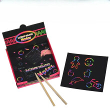 (100Pcs) 100Pcs Magic Color Rainbow Scratch Mini Notes Paper Pad Cards With Stylus Children Kids Draw Painting Toys