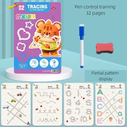 (Pen control training) Magical Montessori Tracing Workbook Reusable Pen Control and Tracing Book