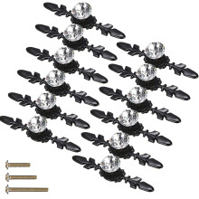 ESreake 12 Pack Black Diamond Clear Crystal Glass Decorative Knobs with Plate Drawer Dresser Knobs Pulls Handles with 3 Kinds of Screws for Kitchen Ba