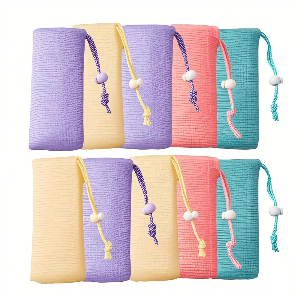 Doromy 10Packs Exfoliating Mesh Soap Bag Mesh Soap Saver Pouch Bubble Foaming Nets Pocket Drawstring Foaming Net Soap Bag For Shower Body Facial Cleaning Too
