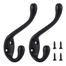 Jukzi Coat Hooks 10 pakietw - wytrzymale zamontowane na scianie matowe czarne podwjne haczyki do wiszacych ubran/recznikw - Wzr wytrzymalosci