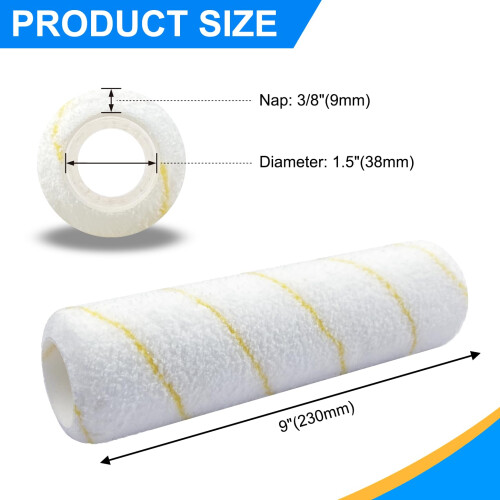 Great Andrew 5-Pack Verfroller Covers 9 Inch, 3/8 Nap Microfiber Roller Kit voor Schilderprojecten 1