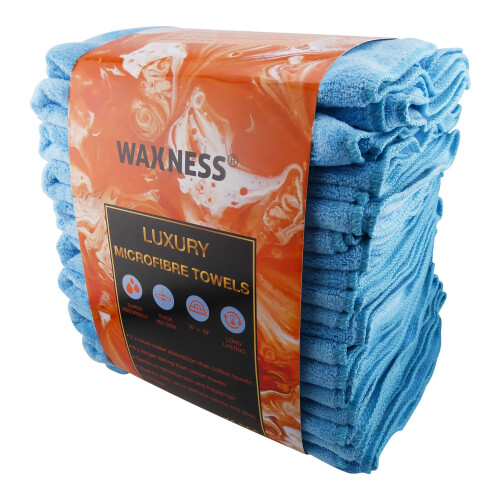 Σερβιέτες καλλυντικών Waxness Premium Soft Thick Extra Absorbent Microfiber 16 X 29 400 GSM Blue Συσκευασία των 10 1