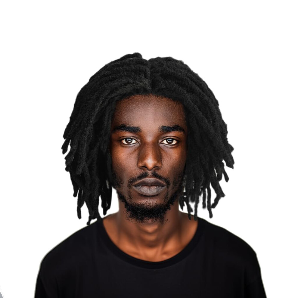 Harvest Natural Beau Unisex Black Leeshar Beau Dreadlocks Wig Premade Synthetic Cosplay Reggae Short Dreadlock Wigs African American Wigs (Black)