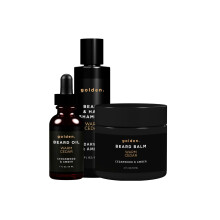 Golden Grooming Co. Everyday Beard Bundle - Teljes szakllpol kszlet | Tartalmazza a szakllolajos balzsamot s sampont (norml meleg cdrus)