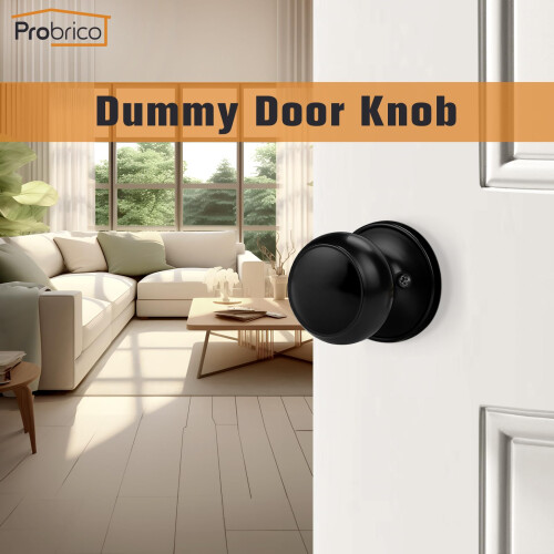 Probrico Flat Ball Single Dummy Door Knob Handles Black Left Right Handed Door Knobs Pull  6 Pack 1