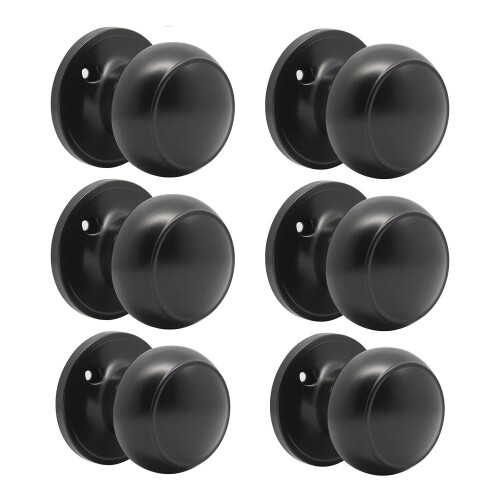 Probrico Flat Ball Single Dummy Door Knob Handles Black Left Right Handed Door Knobs Pull  6 Pack