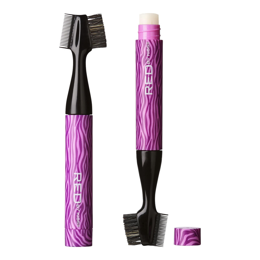 Red By Kiss Red/Purple By Kiss Edge Brush With Edge Fixer Wax 3 In 1 Edge Control Styler Boar Bristle Brush For Women Styling