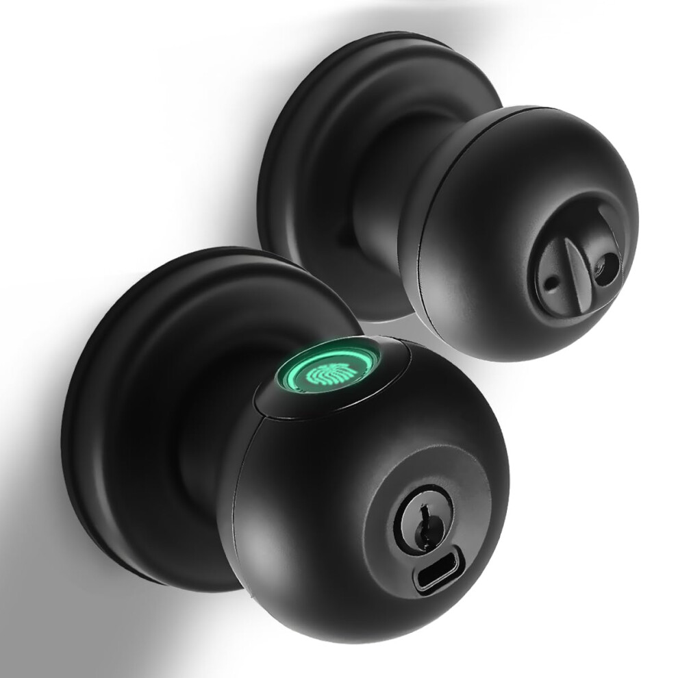 Fingerprint Door Lock Smart Fingerprint Door Knob With Lock Biometric Black Door Lock Keyless Thumbprint Entry Door Lock For Bedrooms Hotels Apar 781108243666