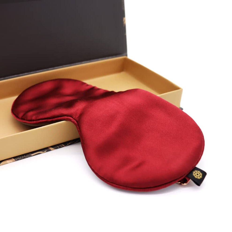 Charme D'orient Red Premium Handcrafted 25 Momme Mulberry Silk Eye Mask For Sleeping ( Velvet)