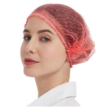 ProtectX Engang Bouffant (Hair Net) Caps Hair Head Cover Nets 21 (Red 100 Pack)