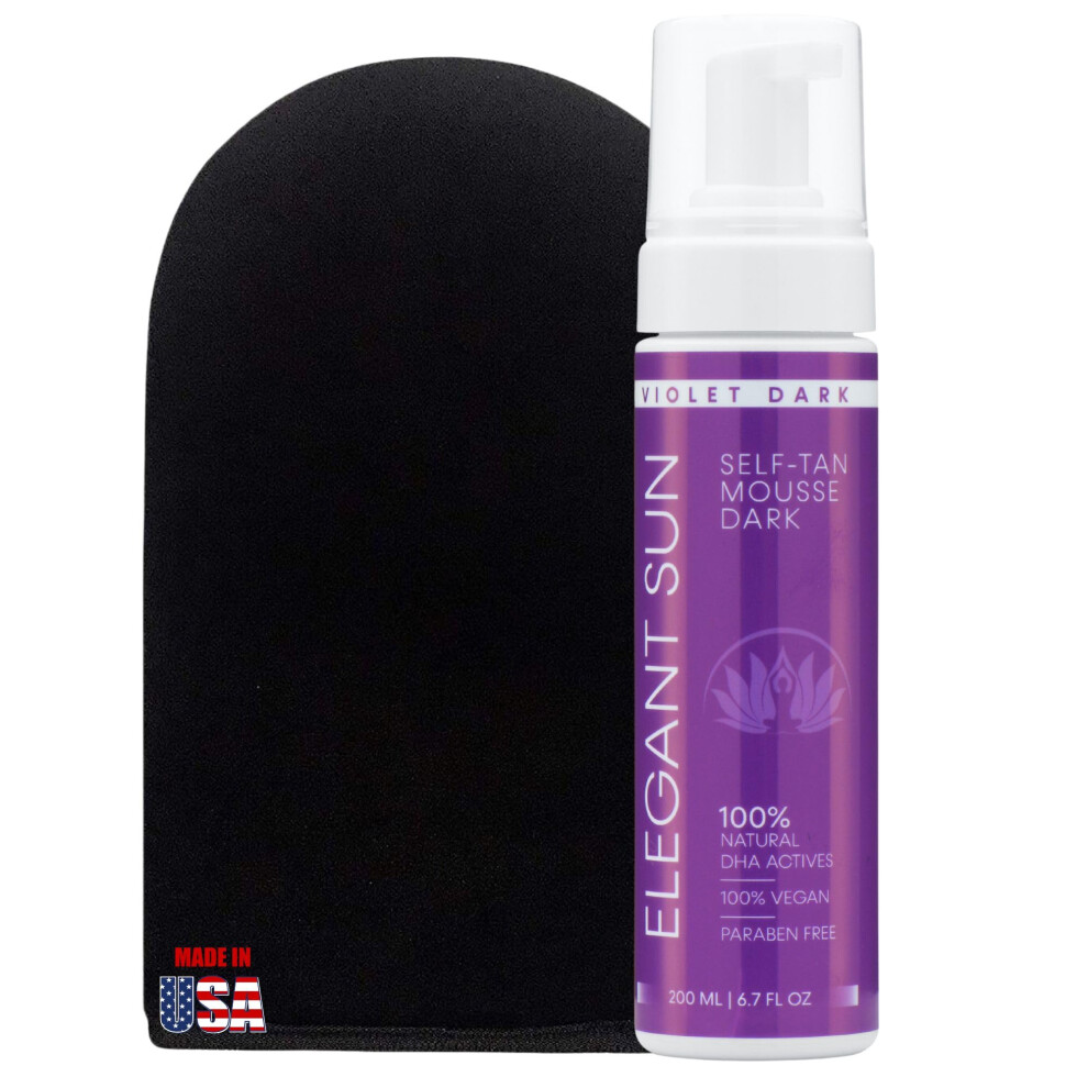 Self Tanner Mousse with Mitt  Violet Dark  Fake Tan Sunless Foam  Flawless Purple Sunless Tanner  Vegan Sunless Tanning Foam  Color Correcting  Parabe