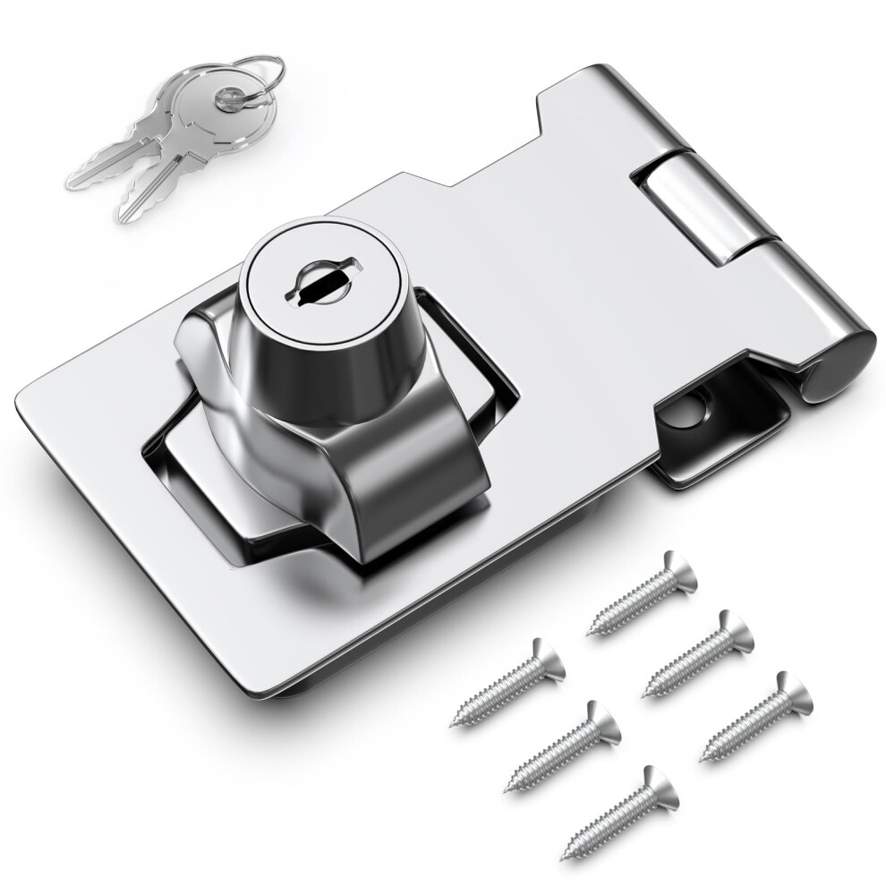 I-EASYDWW Keyed Hasp Locks Cabinet Locks Twist Knob Keyed Locking Hasp for Cabinet Small Door Zinc Alloy with Iron Chrome Plating with Keys and S-image-OPC-PGFP5PQ-NEW