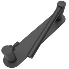 WZRUA Adhesive Toilet Paper Holder Matte Black Double Post Pivoting Bathroom Toilet Tissue Holder Roll Holder Stick On No Drilling Stainless Steel and